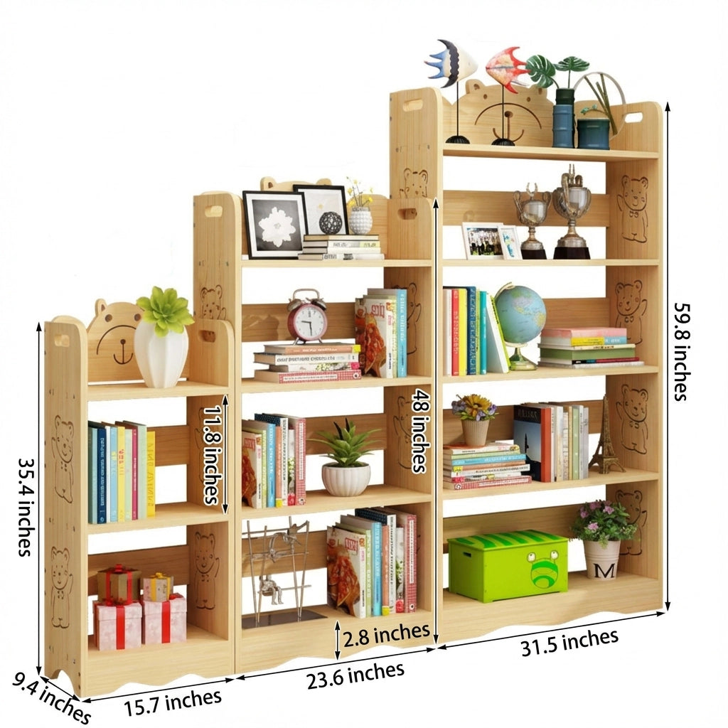 Vertical Kids Bookshelf, Solid Pine
