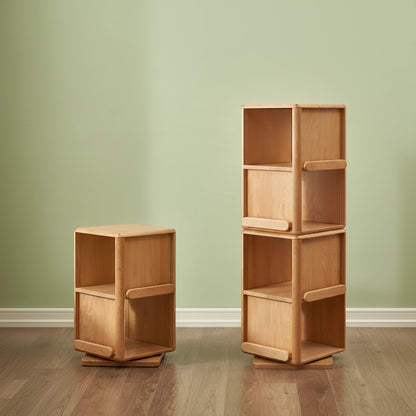 Rotating Solid Beech Kids Bookshelf Montessori Book Storage Tower