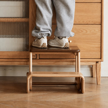 2-in-1 Toddler Step Stool and Chair, Solid Beech Wood