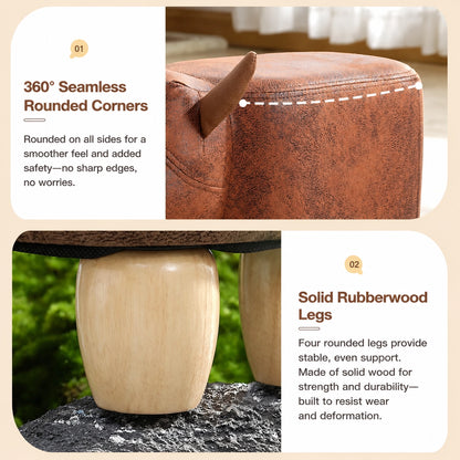 Children's Animal Footstool with Solid Wood Legs