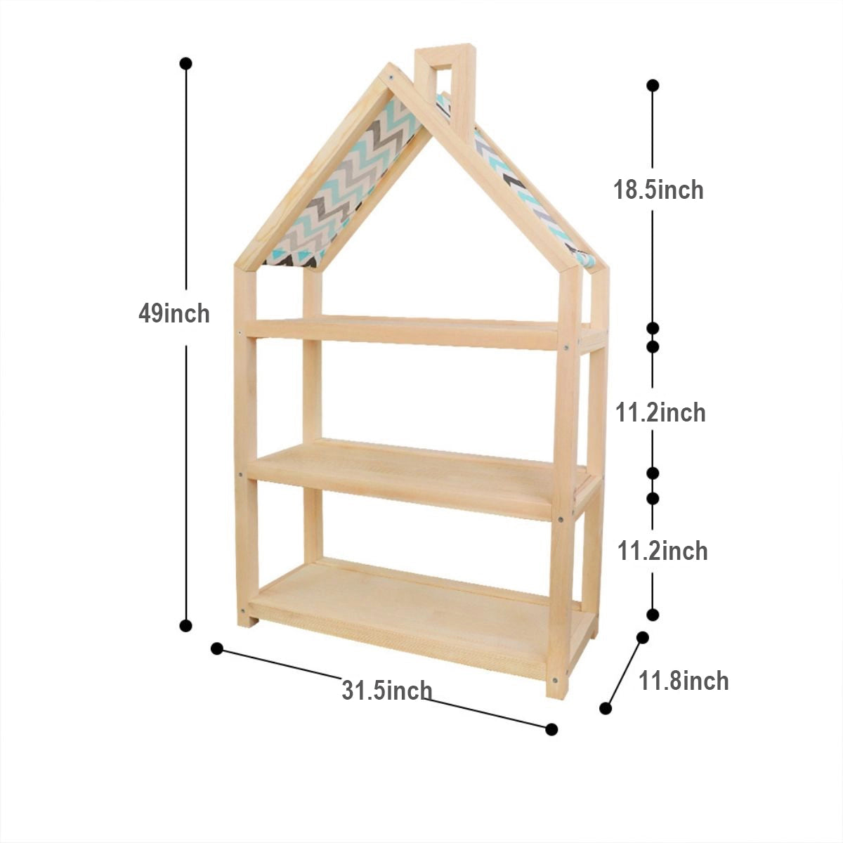 House-Shaped Montessori Toy Shelf, Solid Pine