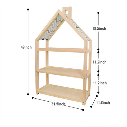 House-Shaped Montessori Toy Shelf, Solid Pine