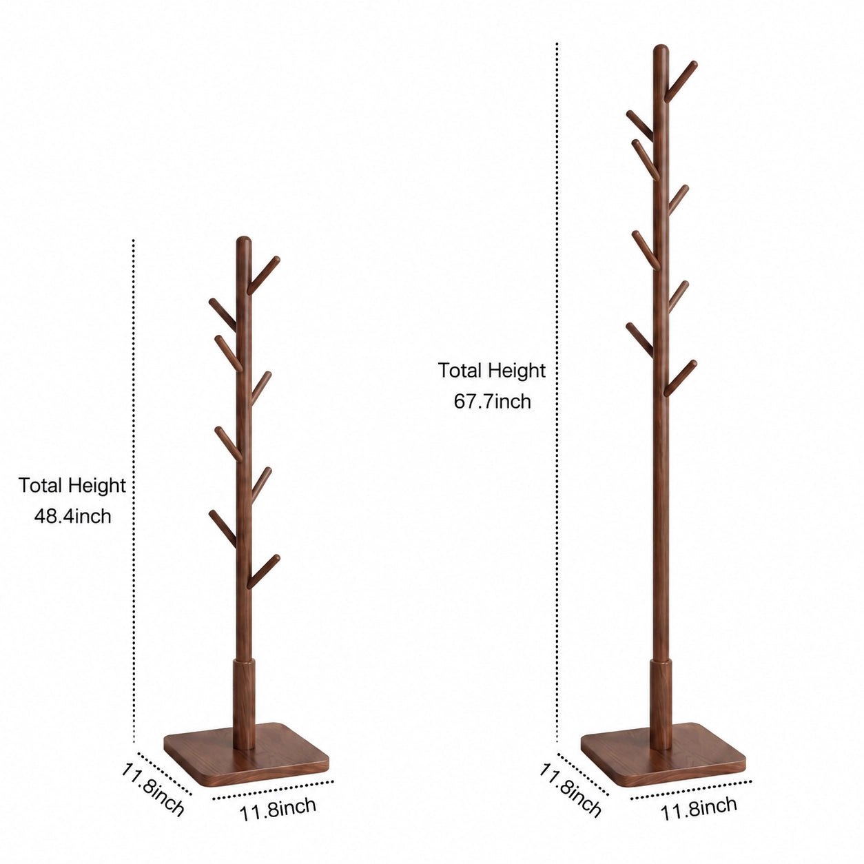Adjustable Tree Coat Rack for Kids, Solid Wood