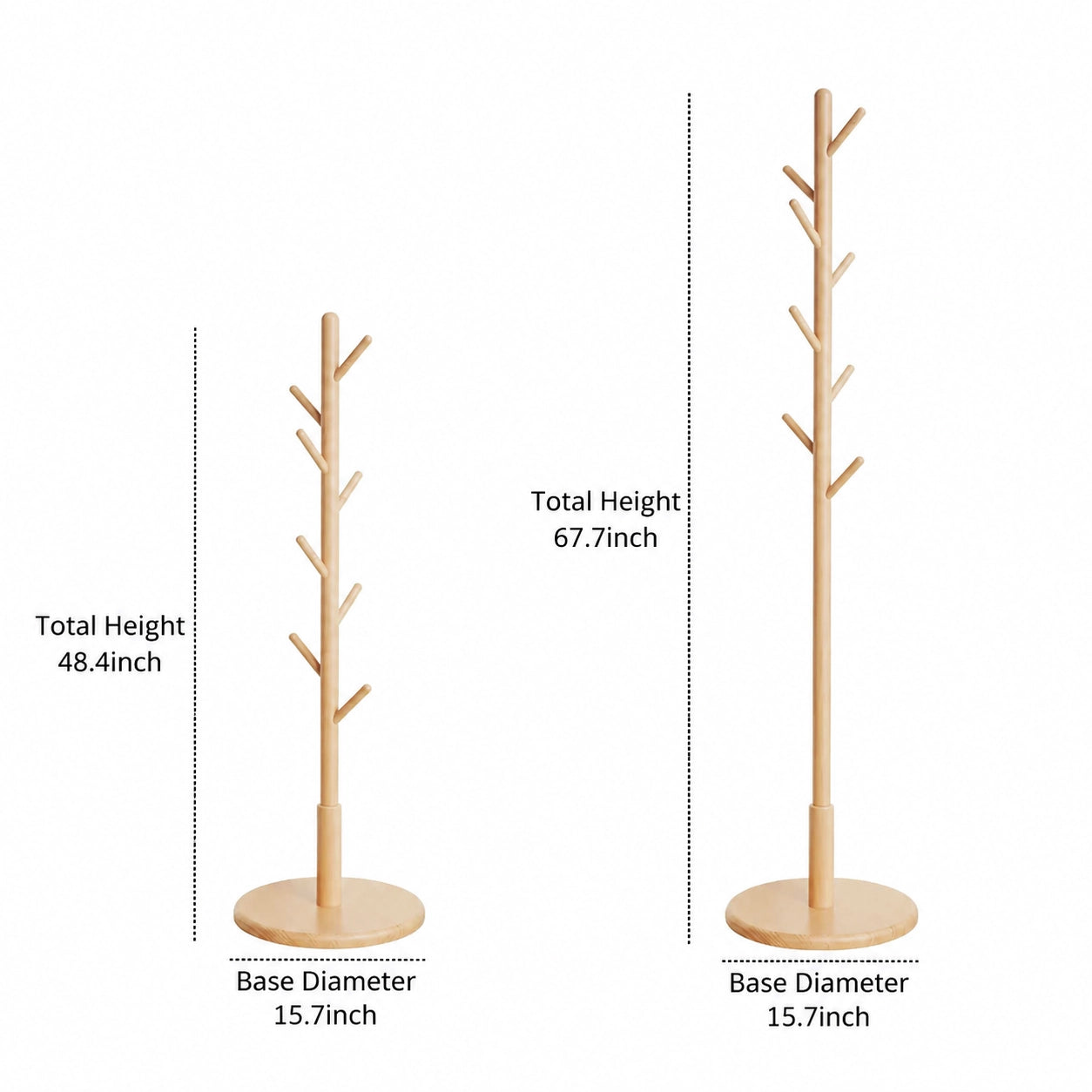 Adjustable Tree Coat Rack for Kids, Solid Wood