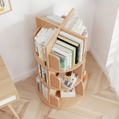360-Degree Rotating Bookshelf, Solid Pine