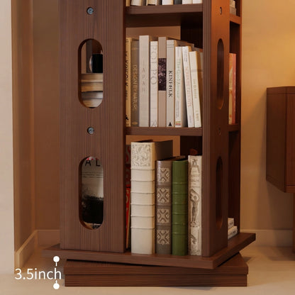 360-Degree Rotating Bookshelf for Kids, Solid Rubber Wood