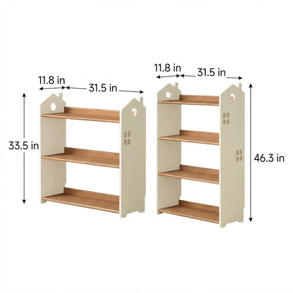 House-Shaped Kids Bookshelf, Solid Rubberwood