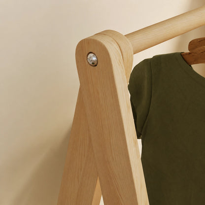 Foldable Kids Garment Rack, Solid Pine