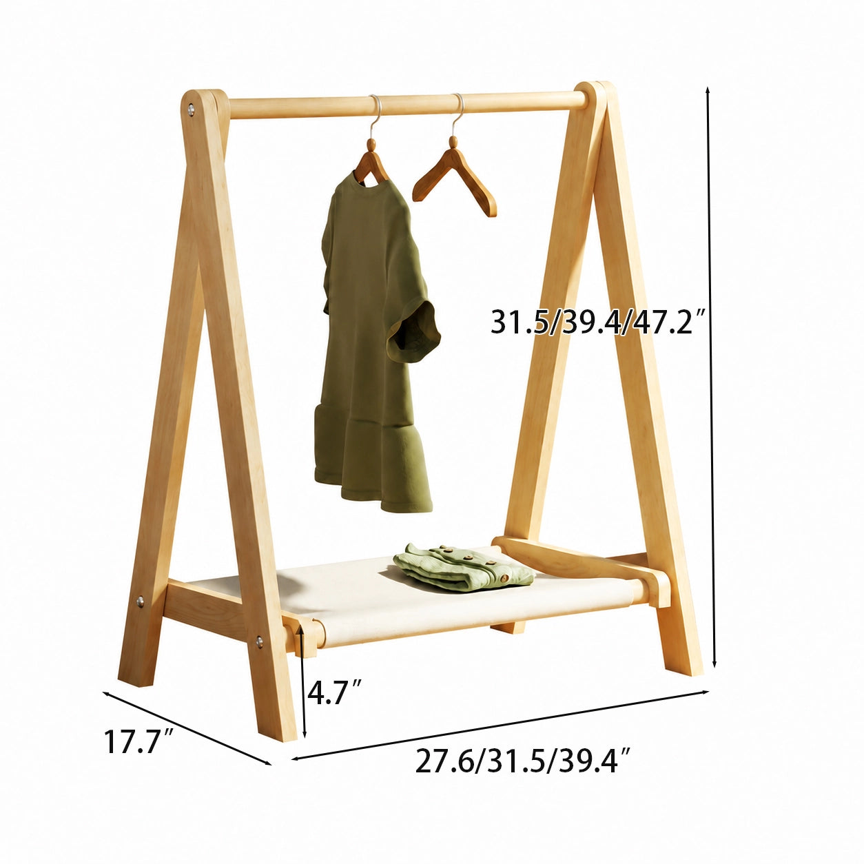 Foldable Kids Garment Rack, Solid Pine