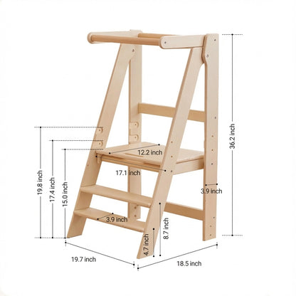 Foldable Montessori Toddler Step Stool, Birch Plywood
