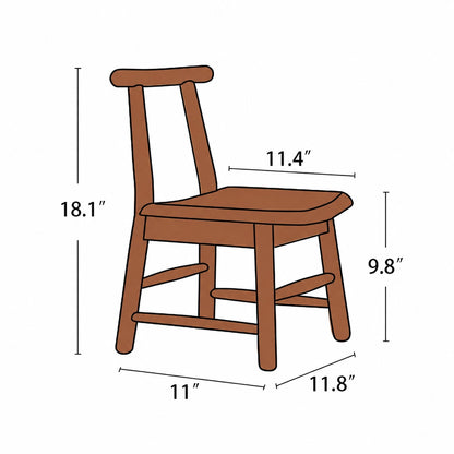 Solid Wood Kids Backrest Chair and Low Stool