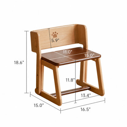 2-in-1 Toddler Step Stool and Chair, Solid Beech Wood