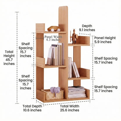 Geometric Tree Bookshelf, Solid Pine