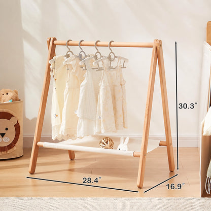 Freestanding Kids Garment Rack, Solid Beech Wood
