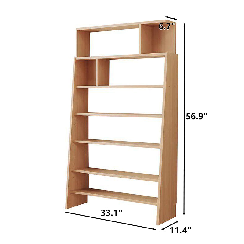 Seven-tier adjustable ladder bookshelf dimension diagram measuring 33.1 inches wide and 56.9 inches high