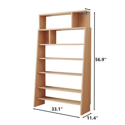 Seven-tier adjustable ladder bookshelf dimension diagram measuring 33.1 inches wide and 56.9 inches high