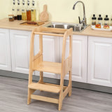 Adjustable Montessori Toddler Standing Stool, Solid Rubberwood