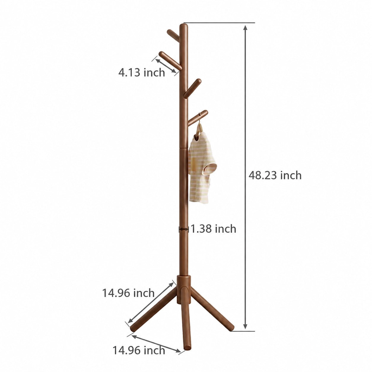 Adjustable Tree Coat Rack for Kids, Solid Wood