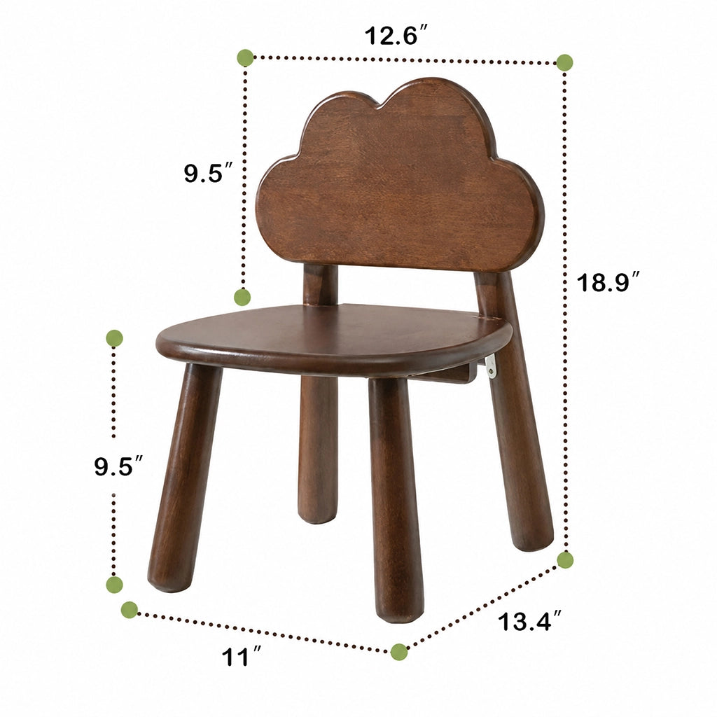 Dimension diagram of the cloud backrest toddler chair with height and width measurements in inches