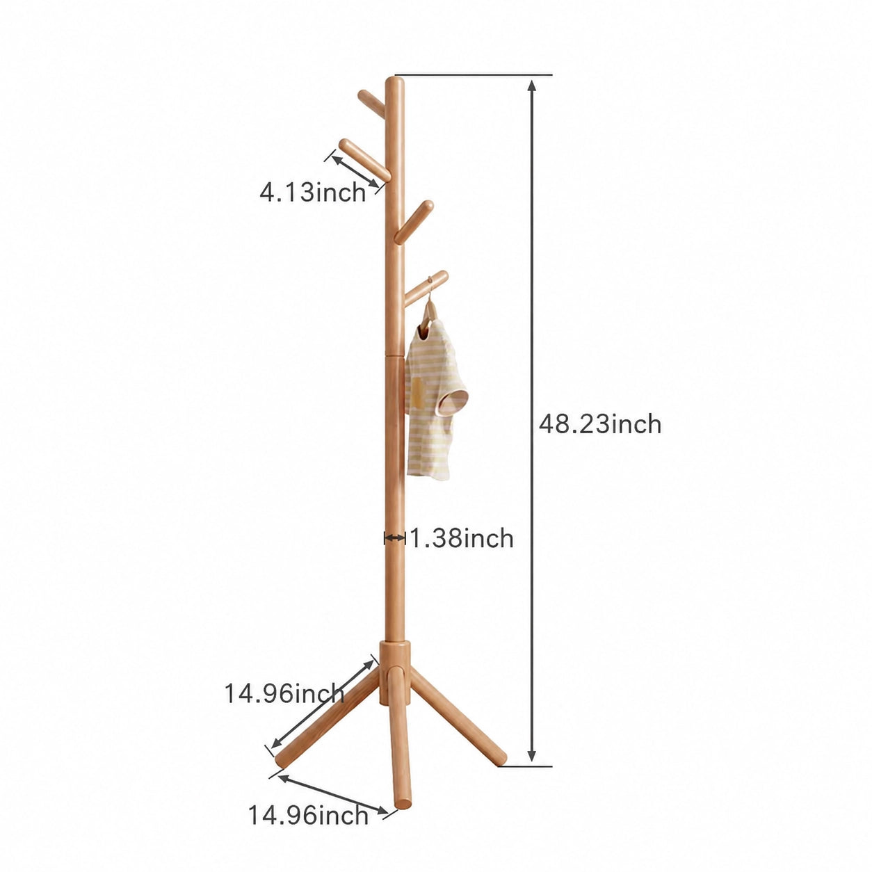 Adjustable Tree Coat Rack for Kids, Solid Wood