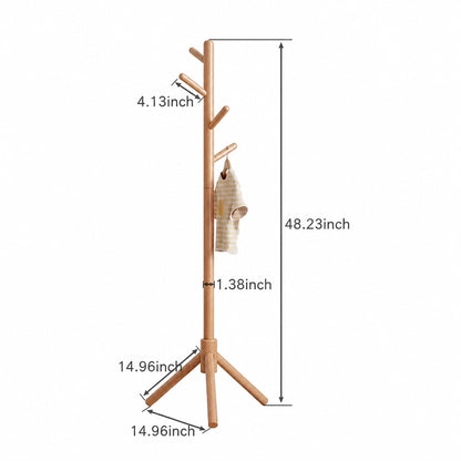 Adjustable Tree Coat Rack for Kids, Solid Wood