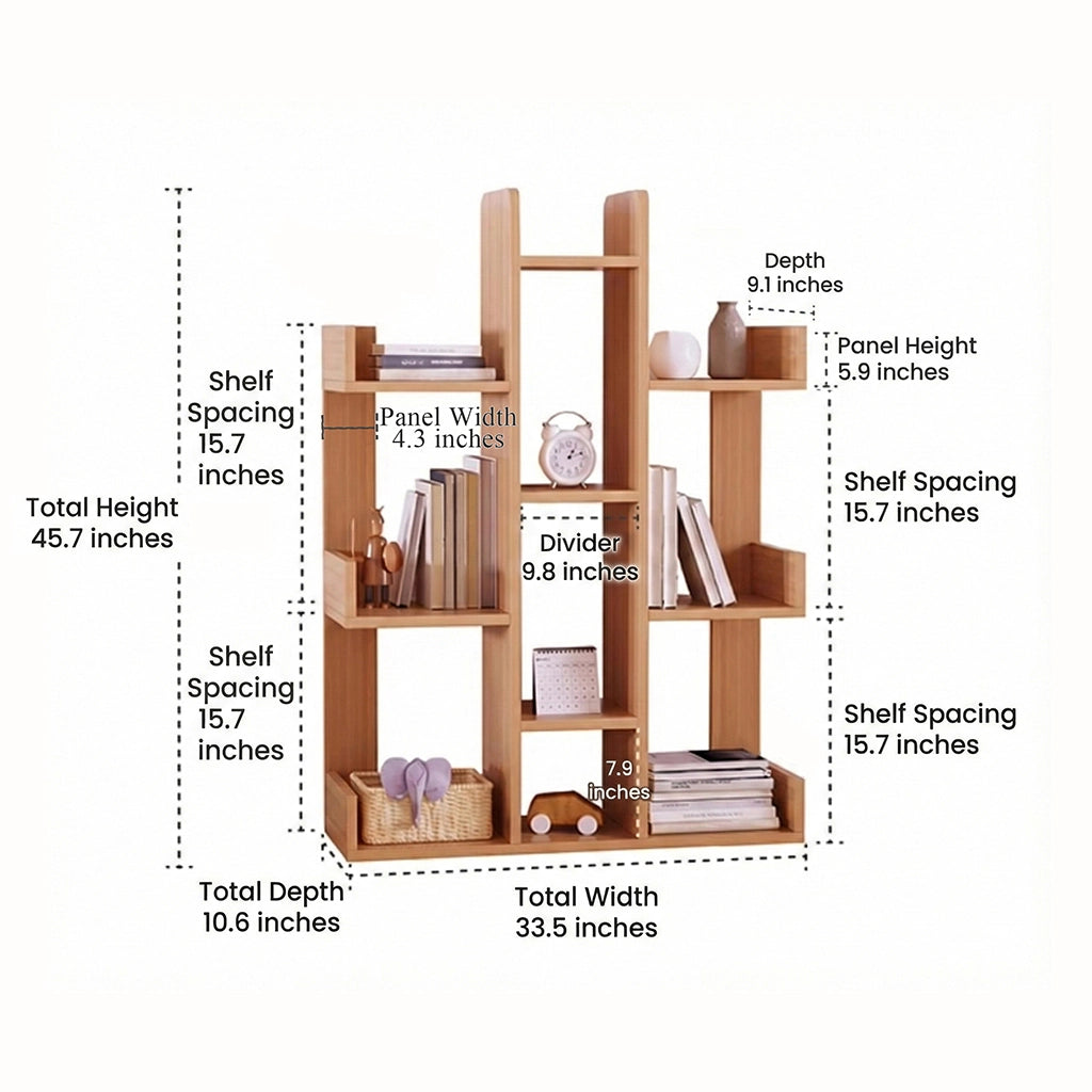 Geometric Tree Bookshelf, Solid Pine