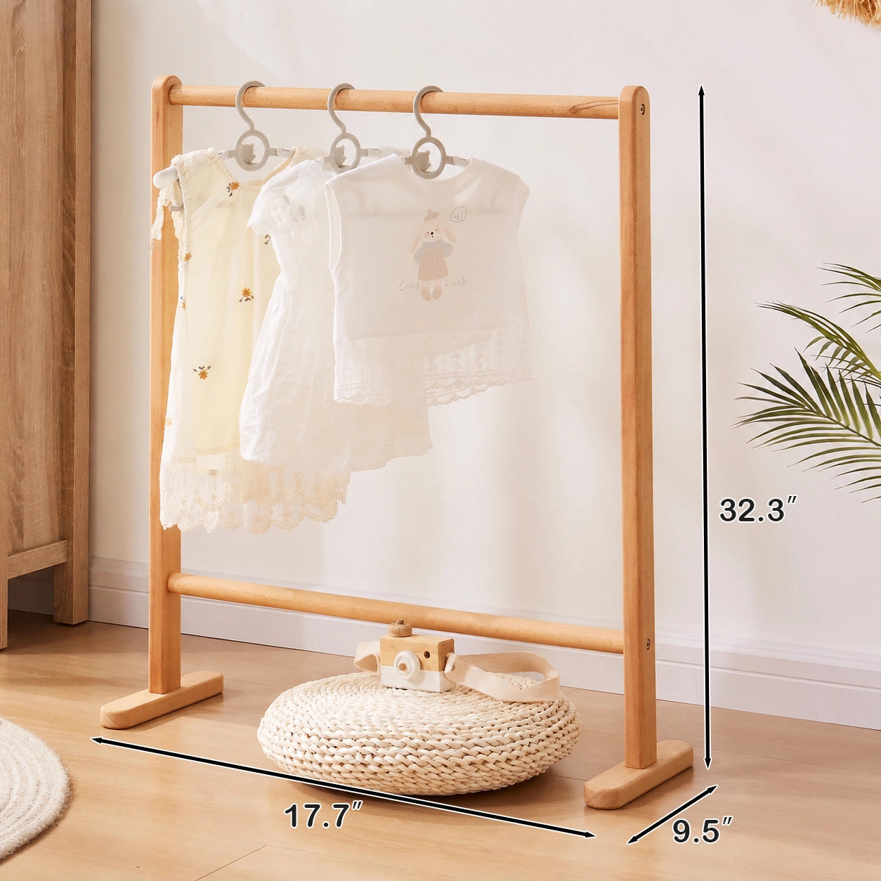 Freestanding Kids Garment Rack, Solid Beech Wood