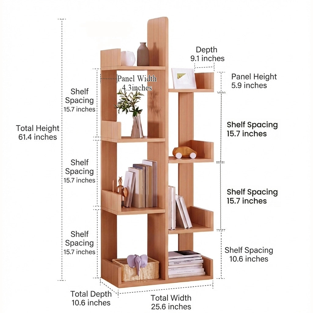 Geometric Tree Bookshelf, Solid Pine