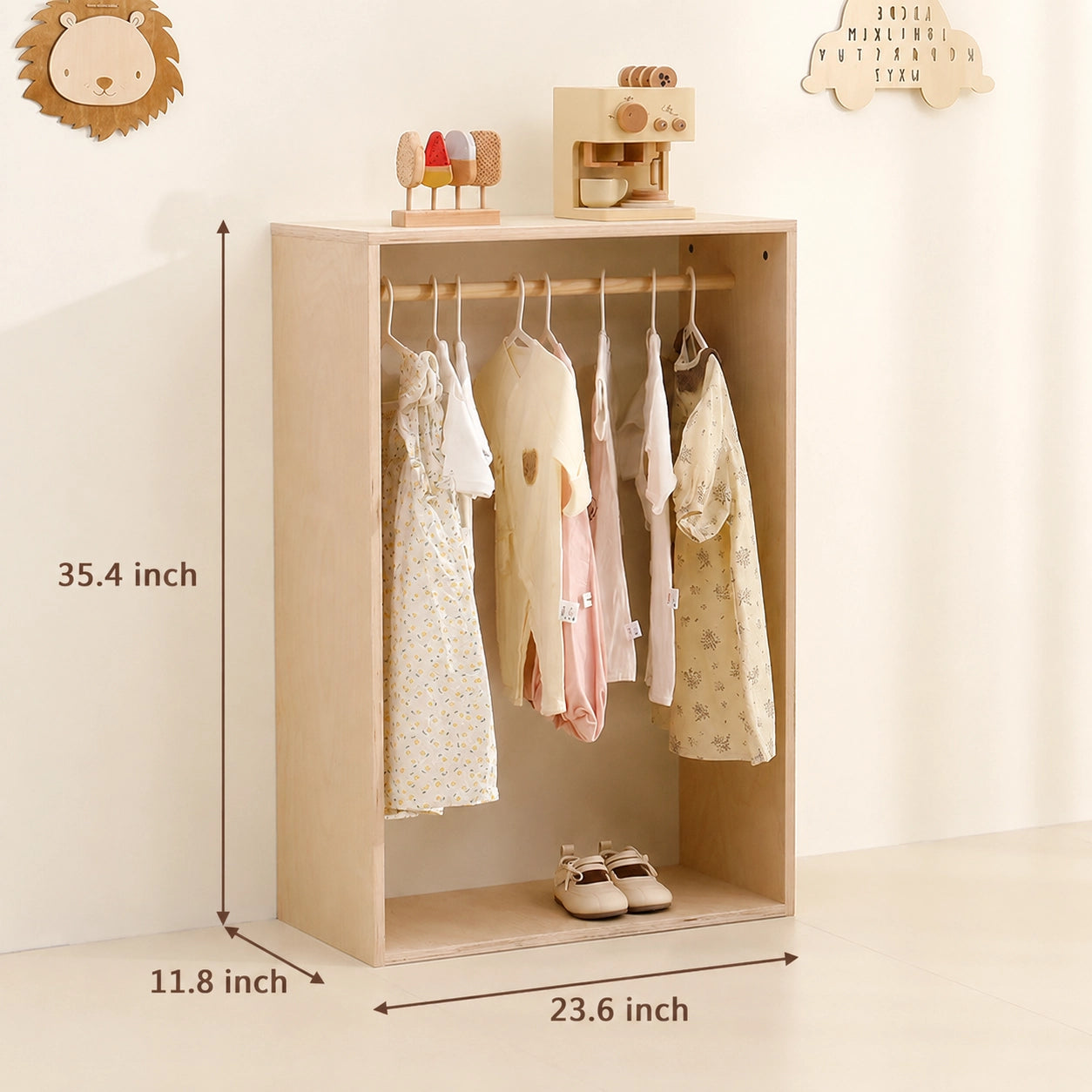 Toddler Clothing Rack & Open Wardrobe, Marine Plywood