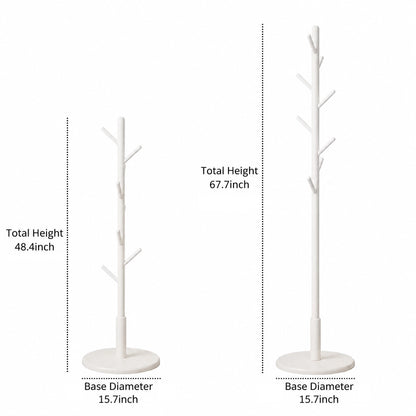 Adjustable Tree Coat Rack for Kids, Solid Wood