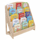 Front-Facing Montessori Bookshelf with Rear Storage, Solid Pine
