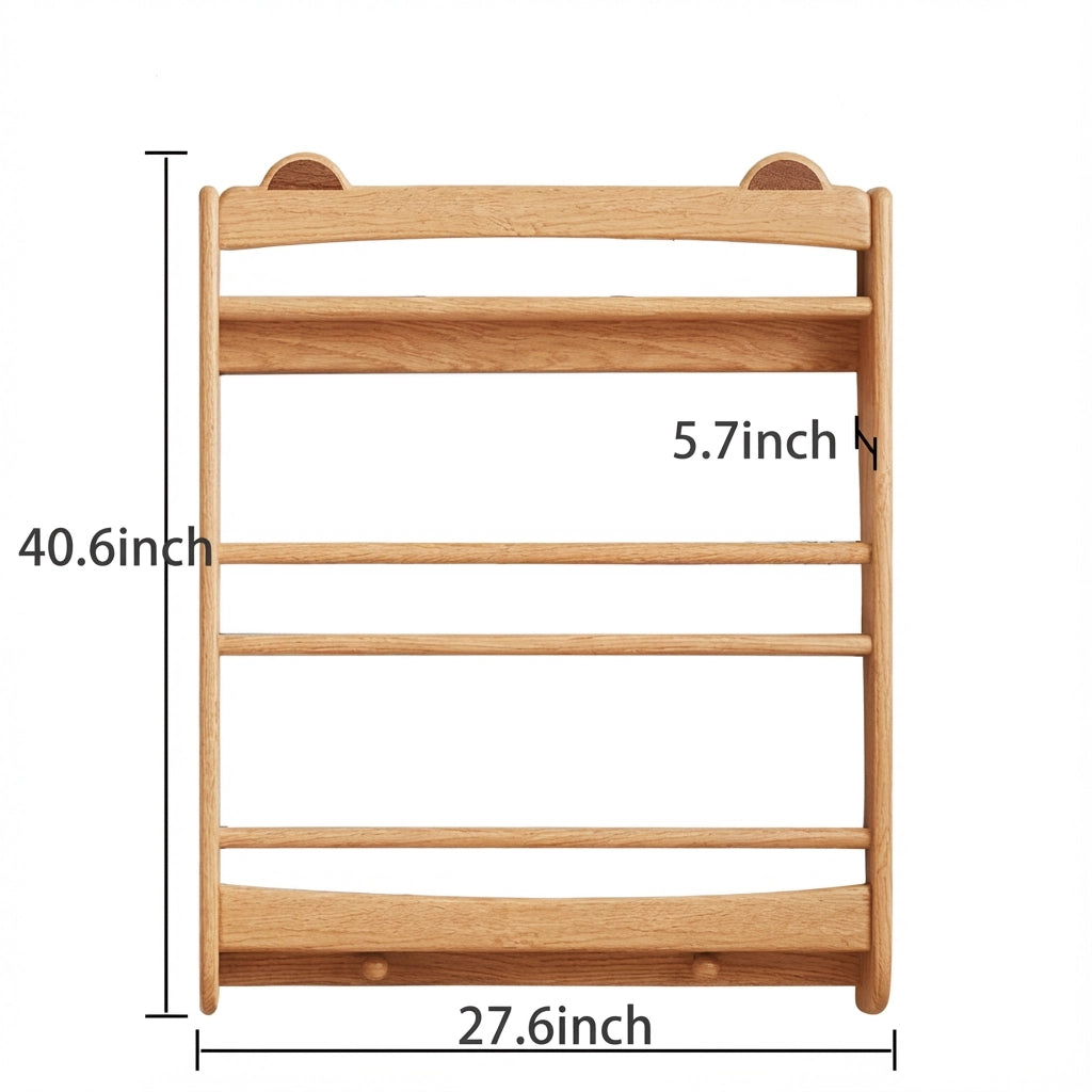 Large wall bookshelf dimensions measuring 27.6 inches wide, 5.7 inches deep, and 40.6 inches high