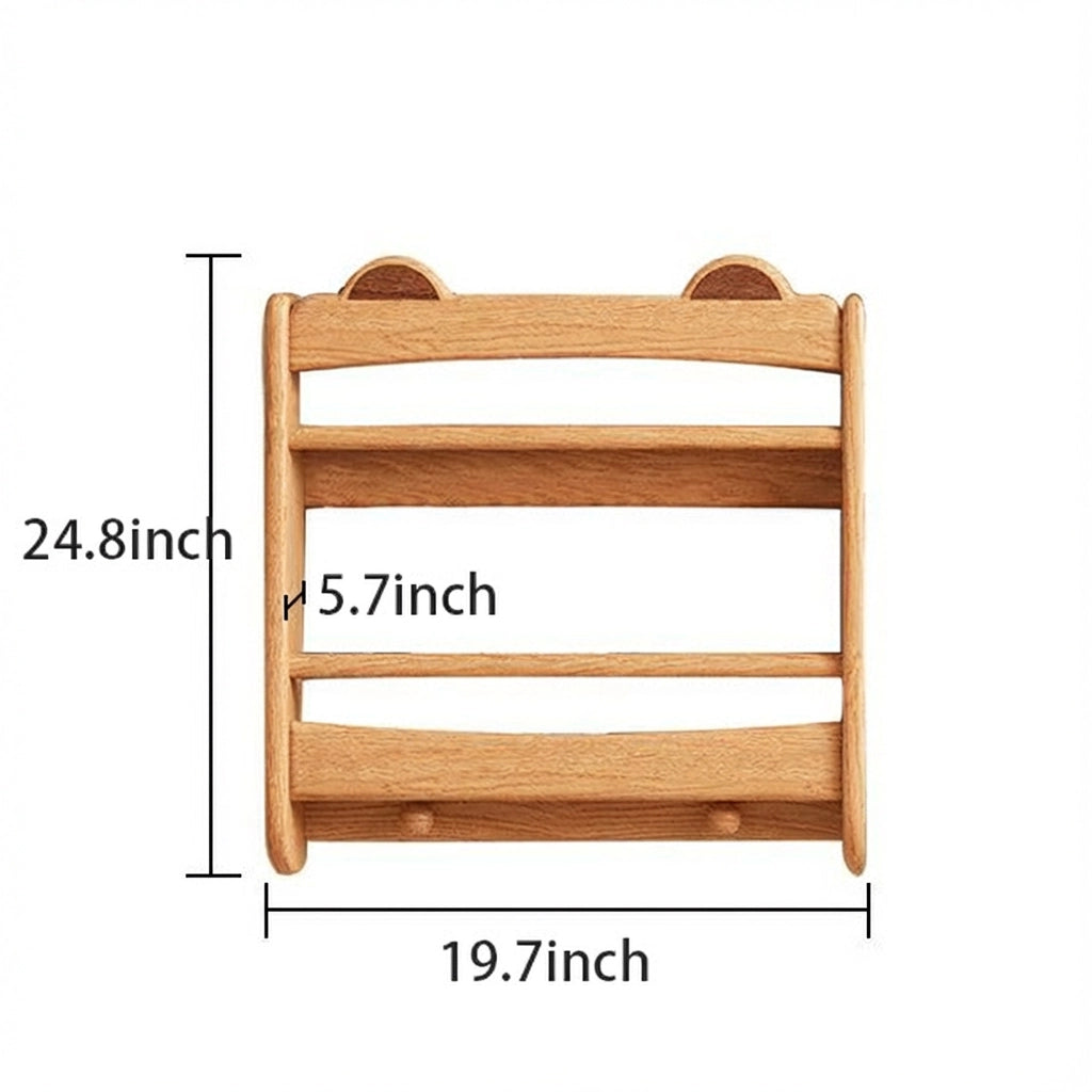 Small wall bookshelf dimensions measuring 19.7 inches wide, 5.7 inches deep, and 24.8 inches high