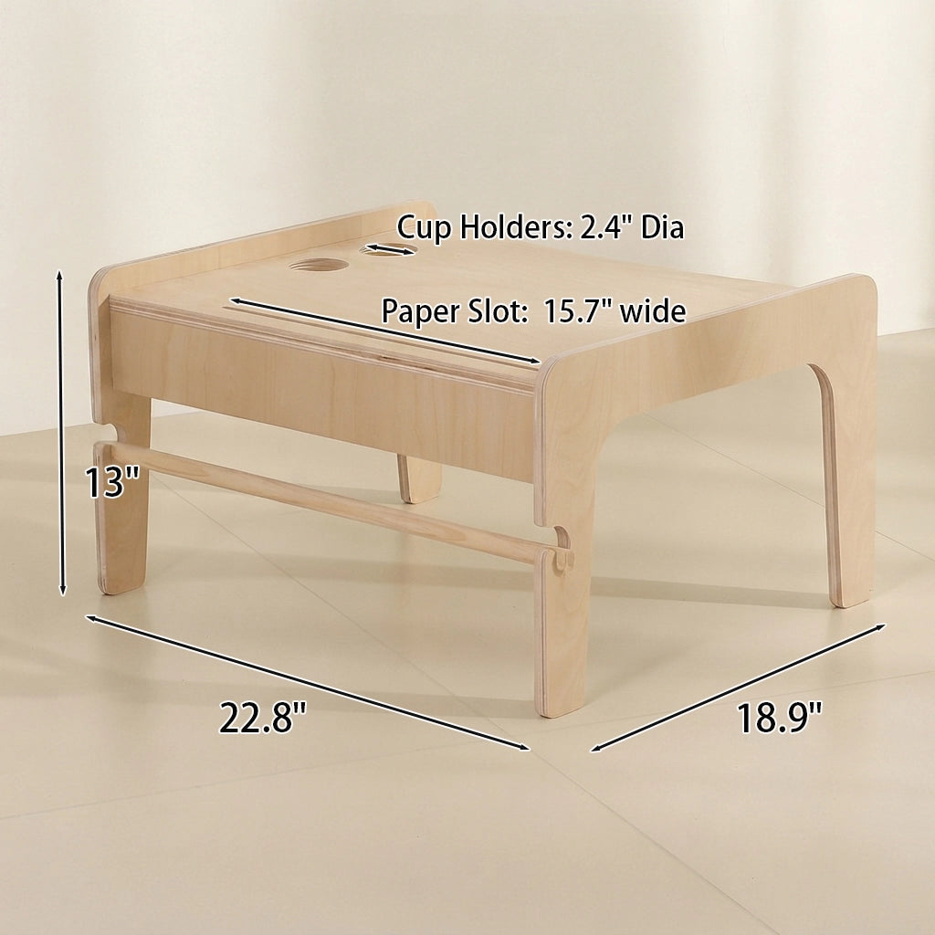 Marine plywood kids activity table dimensions measuring 22.8 inches wide, 18.9 inches deep, and 13 inches high