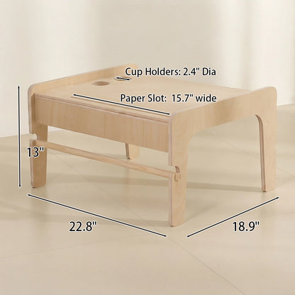 Marine plywood kids activity table dimensions measuring 22.8 inches wide, 18.9 inches deep, and 13 inches high