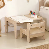 Kids Activity Table and Chair Set with Paper Roll Holder, Marine Plywood