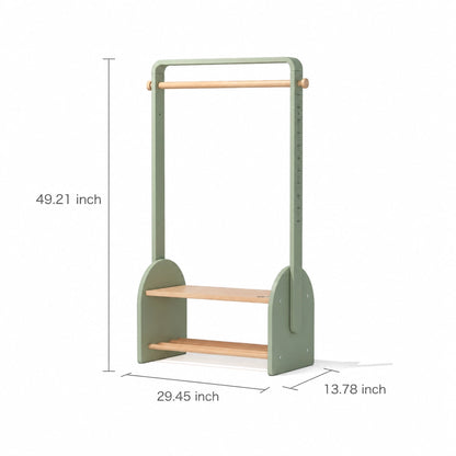 Kids coat rack dimensions showing 29.45 inches wide, 13.78 inches deep, and 49.21 inches high