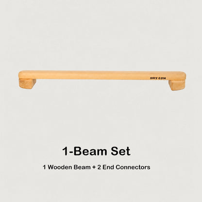 Diagram of the 1-beam set showing 1 wooden beam and 2 end connectors on a light background