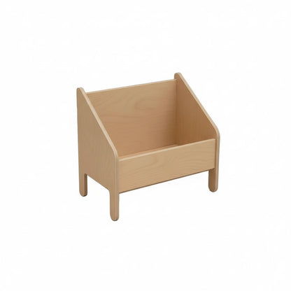 Studio shot of the empty deep Montessori toy storage bin isolated on a white background