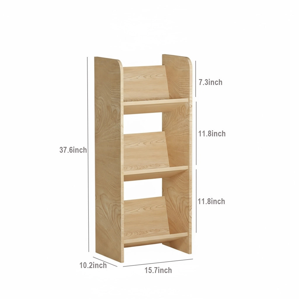Plywood book rack dimension chart showing 15.7 inches wide, 10.2 inches deep, and 37.6 inches high