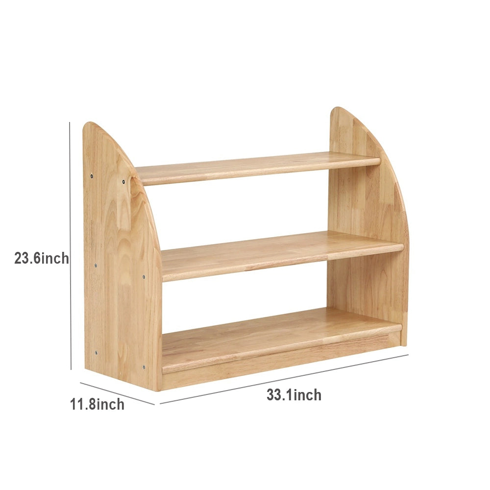 Single-arched toy shelf dimension chart showing 33.1 inches wide, 11.8 inches deep, and 23.6 inches high