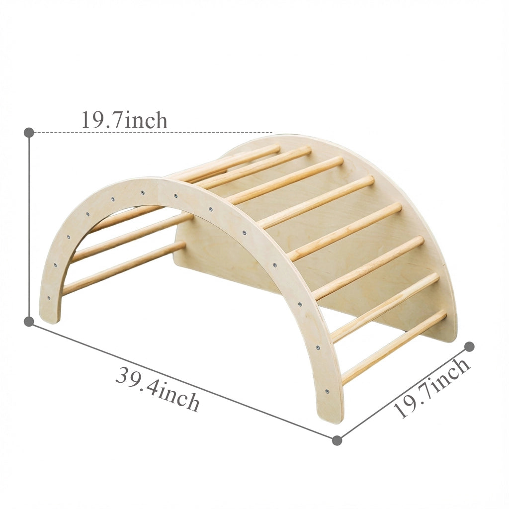 Climbing arch ladder measuring 39.4 inches wide, 19.7 inches deep, and 19.7 inches high on a white background