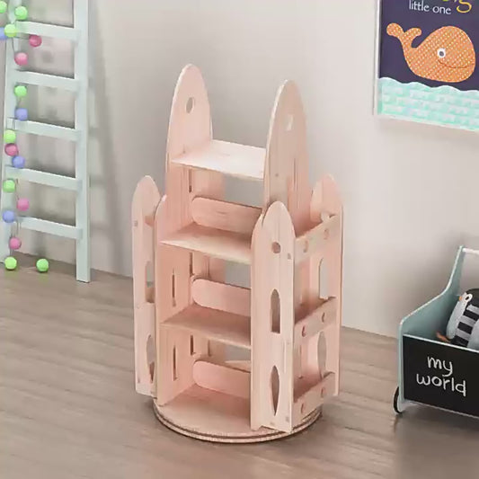 Rocket Rotating Bookshelf & Toy Organizer, Solid Pine