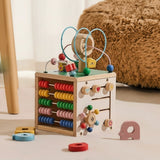 Toddler Activity Cube with Bead Maze, Solid Wood