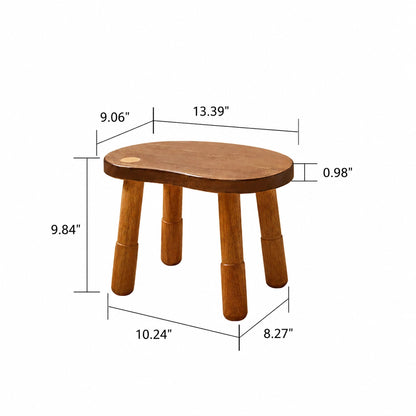 Dimension diagram of the bean-shaped low stool showing a width of 13.39 inches and height of 9.84 inches
