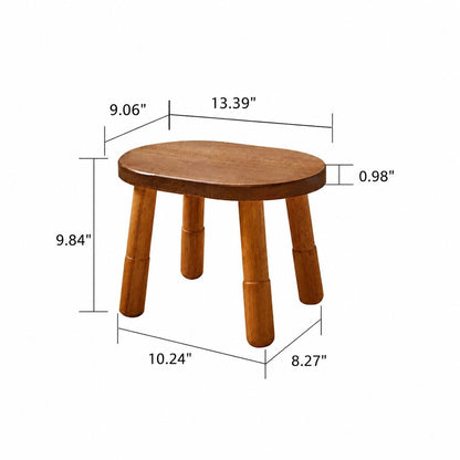 Dimension diagram of the oval-shaped low stool showing a width of 13.39 inches and height of 9.84 inches